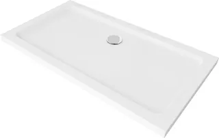 Mexen Flat obdĺžniková vanička slim 140 × 70 cm, biela + sifón, chróm